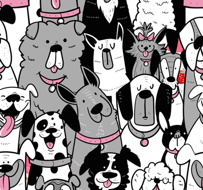 Hond contouren kinderen behang