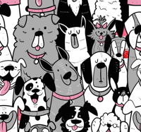 Hond contouren kinderen behang
