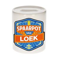 Kinder spaarpot met naam - Loek - keramiek - met dop - wit - Sparen - Spaargeld van Loek