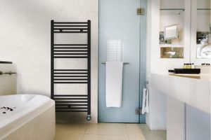 Belrad Handdoek Radiator Electrisch Op 220v Mat Zwart 27 Bar 1600x500 - 700w