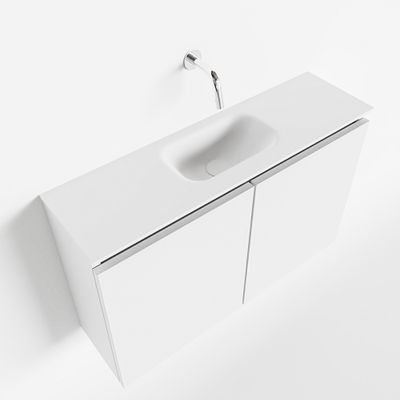 Toiletmeubel Mondiaz Ture | 80 cm | Meubelkleur Talc | Eden wastafel Talc Midden | Zonder kraangat