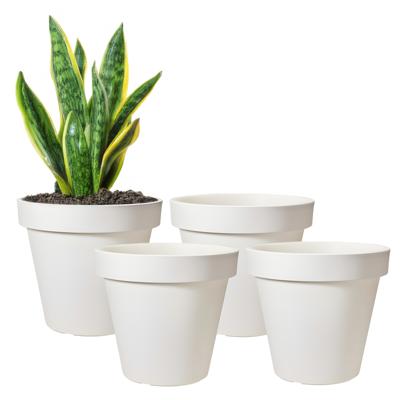 Pro Garden Bloempot - 4x - wit - rond - D30 cm - kunststof - plantenpot - tuin buiten