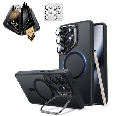 Galaxy S26 Ultra Bundle Classic Hybrid Magnetic Case (Stash Stand) and Armorite® Pro Privacy Screen Protector - Frosted Black