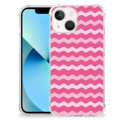 iPhone 13 mini Doorzichtige Silicone Hoesje Waves Pink iPhone 13 mini Doorzichtige Silicone Hoesje Waves Pink