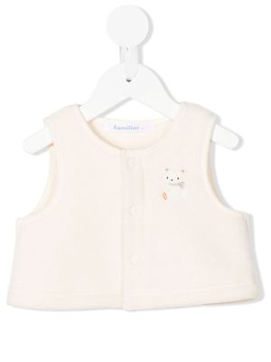 familiar veston sans manches à patch animalier - Blanc