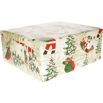 Pakket Van 4x Stuks Kerst Cadeaupapier/inpakpapier Wit Met Kerstman Print 200 X 70cm - Cadeaupapier