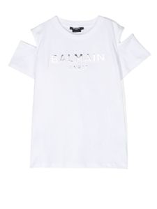 Balmain Kids t-shirt en coton à logo imprimé - Blanc