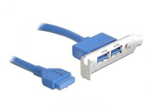 DeLOCK USB 3.0 19-pin - 2 x USB 3.0-A USB-kabel 0,4 m USB 3.2 Gen 1 (3.1 Gen 1) USB A Blauw