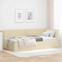Hoekbedframe met hoofdeinde Crème 90 x 200 cm Stof