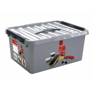 Q-LINE Opberg box/opbergdoos - met tray - kunststof - 40 x 30 x 18 cm - schoenenpoetsdoos   -