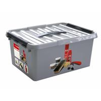 Q-LINE Opberg box/opbergdoos - met tray - kunststof - 40 x 30 x 18 cm - schoenenpoetsdoos   - - thumbnail