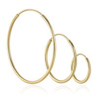 Elenza drie Goudkleurige Hoepel Oorbellen - 12mm, 20mm, 30mm