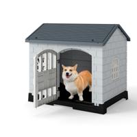 Buiten Hondenhok met Deur & 3 Ramen & Uitneembare Bodem & Hondenhuis Hondenkooi Grijs Buiten Hondenhok met Deur & 3 Ramen & Uitneembare Bodem & Hondenhuis Hondenkooi Grijs