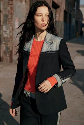 Blazer van twee materialen - BLACK - XL Blazer van twee materialen - BLACK - XL