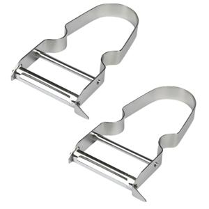 Kook/keuken gerei - 2x - schilmes/dunschiller - zilver - RVS - 11 x 6.5 cm