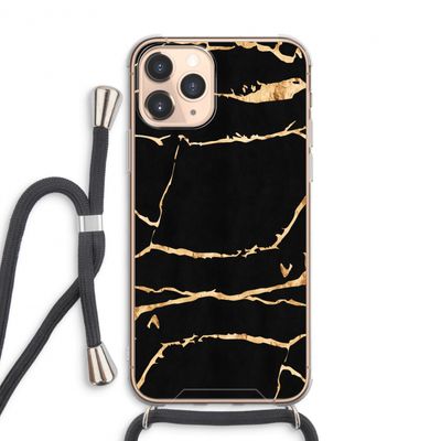 Gouden marmer: iPhone 11 Pro Max Transparant Hoesje met koord