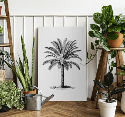Palmboom silhouet canvas schilderij