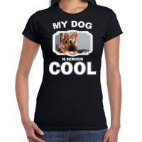 Duitse herder honden t-shirt my dog is serious cool zwart voor dames