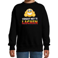 Funny emoticon sweater Vergeet niet te lachen zwart kids - thumbnail