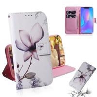 Magnolia bloem patroon gekleurde tekening horizontale Flip lederen case voor Huawei P Smart + 2019/Nova 3i met houder & card slots & portemonnee
