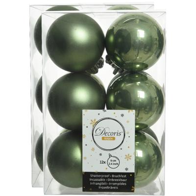 Decoris kerstballen - 24x st - mosgroen - 6 cm - kunststof - mat/glans - kerstversiering Decoris kerstballen - 24x st - mosgroen - 6 cm - kunststof - mat/glans - kerstversiering