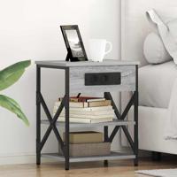 Nachtkastje met Oplaadstation 2 pcs Grijs sonoma Bewerkt hout
