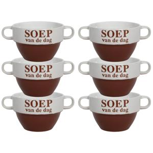 Soepkommen - 6x - Soep van de dag - keramiek - D12 x H8 cm - Bordeaux rood - Stapelbaar