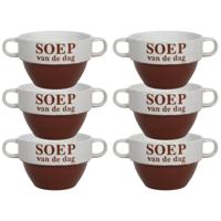 Soepkommen - 6x - Soep van de dag - keramiek - D12 x H8 cm - bordeaux rood - Stapelbaar