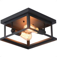 Goliving Plafondlamp Industrieel - Plafonnière - Dubbele Lamp - E27 - Metaal - Zwart - thumbnail