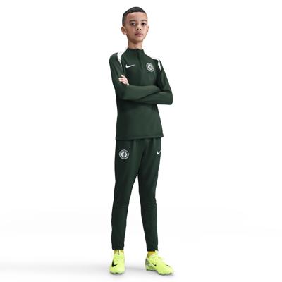 Nike Chelsea Strike Trainingstrui 1/4-Zip 2025-2026 Kids Donkergroen Wit