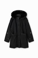 Parka met capuchon en borduursels - BLACK - M