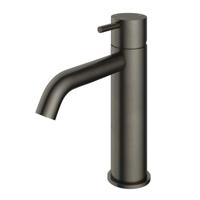 Hotbath Cobber - Wastafelmengkraan - zonder Waste - Laag - Geborsteld Zwart PVD - Opbouw - Messing - V04