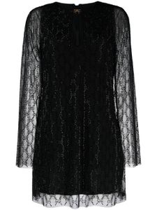 Gucci robe courte en tulle à ornements en cristal - Noir