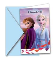 6x Disney Frozen 2 uitnodigingen met enveloppen - Uitnodigingen