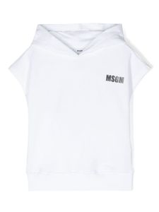 MSGM Kids hoodie en coton à logo imprimé - Blanc