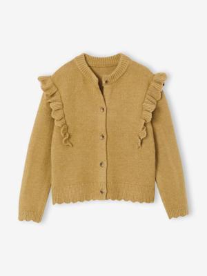 Meisjesvest met fantasie ruches brons Meisjesvest met fantasie ruches brons