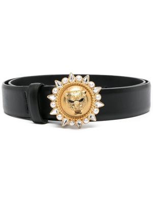 Roberto Cavalli ceinture en cuir à boucle logo - Noir