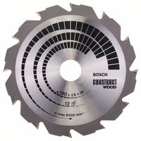 Bosch Accessoires Cirkelzaagblad Construct Wood 190 x 30 x 2,6 mm, 12 1st - 2608640633 - thumbnail