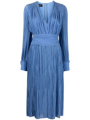 Rochas robe mi-longue à design plissé - Bleu