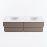 MONDIAZ VICA 160cm badmeubel onderkast Smoke 4 lades. Wastafel MOON dubbel 2 kraangaten, kleur Talc.