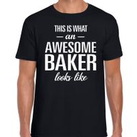 Awesome baker / geweldige bakker cadeau t-shirt zwart voor heren - thumbnail