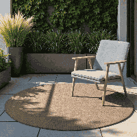 Dubbelzijdig Buitenkleed Rosel Rond - Beige Xcm - - Dekbed-Discounter.nl