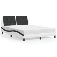 Bed met matras kunstleer wit en zwart 140x200 cm