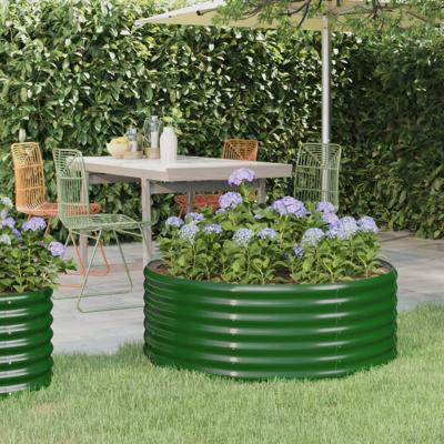 VidaXL Plantenbak 100x100x36 cm gepoedercoat staal groen