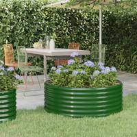 VidaXL Plantenbak 100x100x36 cm gepoedercoat staal groen
