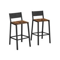 Industrieel design barkrukken set van 2, Rustiek bruin + zwart