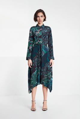 Midi overhemdjurk met print - BLACK - 44