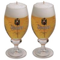 Bierglas kaars - 2x - Duits Stauder bier - H15 cm - gadget - Bierkaars cadeau voor Vaderdag of verja