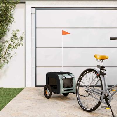 Hondenfietstrailer oxford stof en ijzer grijs en zwart