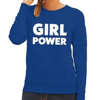 Girl Power tekst sweater blauw voor dames - thumbnail